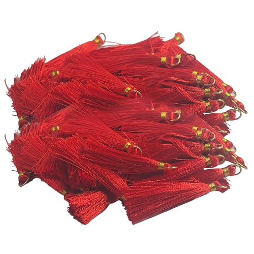 pson 125 rote Mini-Quasten mit goldenem Sprungring, 5 cm, kleine Quasten für Schmuckherstellung, Ohrringzubehör, Bastelarbeiten, Dekorationen pson 125 rote Mini-Quasten mit goldenem Sprungring, 5 cm, kleine Quasten für Schmuckherstellung, Ohrringzubehör, Bastelarbeiten, Dekorationen von pson