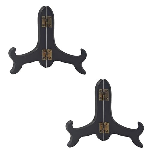 pson 2 x 10,2 cm große Holz-Staffelei-Tellerhalter, klappbarer Präsentationsständer für dekorative Teller, Bilderrahmen, Bücher und Kunstwerke (schwarz) von pson