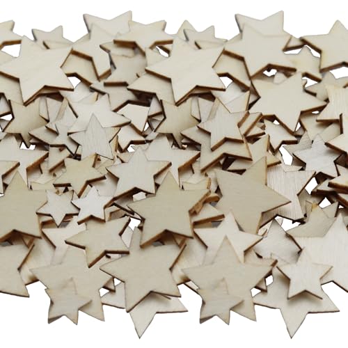 pson 200 Stück unlackierte Holzstücke in Sternform, unlackierte Holz-Sterne, Ornamente, natürliche Holzausschnitte für Bastelprojekte, Dekoration, DIY pson 200 Stück unlackierte Holzstücke in Sternform, unlackierte Holz-Sterne, Ornamente, natürliche Holzausschnitte für Bastelprojekte, Dekoration, DIY von pson