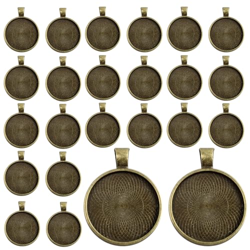 pson 25 x 2,5 cm große Anhängerablagen, runde Lünettenfassung, Bronze-Anhänger-Rohlinge für Schmuckherstellung, Foto-Anhänger, Halsketten-Bastelarbeiten, DIY-Projekte von pson