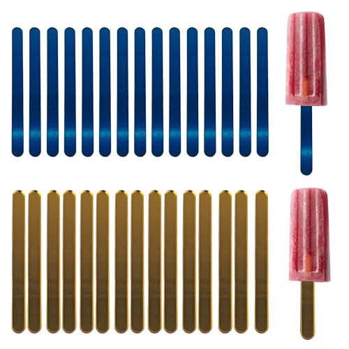 pson 30 Stück 11,4 cm große, wiederverwendbare lebensmittelechte Stieleisstäbchen aus Acryl, für selbstgemachte Desserts, Cake-Pops, Süßigkeitenherstellung, Back- und Bastelprojekte (Gold) von pson