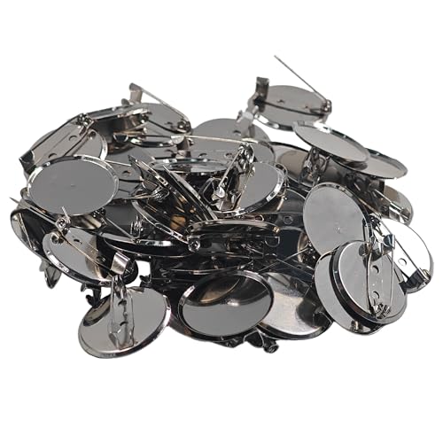 pson 50 Stück 30 mm Premium-Broschennadel, versilberte, runde Scheiben, dicke Cabochon-Tabletts für DIY-Schmuckherstellung, Abzeichen-Handwerk und individuelles Zubehör pson 50 Stück 30 mm Premium-Broschennadel, versilberte, runde Scheiben, dicke Cabochon-Tabletts für DIY-Schmuckherstellung, Abzeichen-Handwerk und individuelles Zubehör von pson
