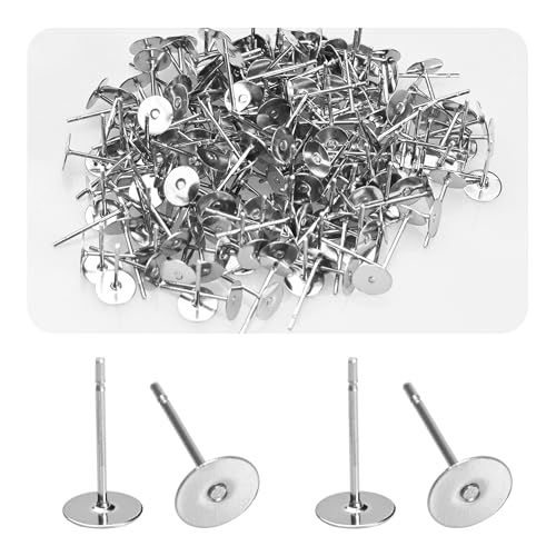 pson 600 Stück 6 mm Durchmesser Edelstahl-Ohrringpfosten, flache Ohrstecker, hypoallergene Ohrstecker für Schmuckherstellung, DIY, Handwerk von pson