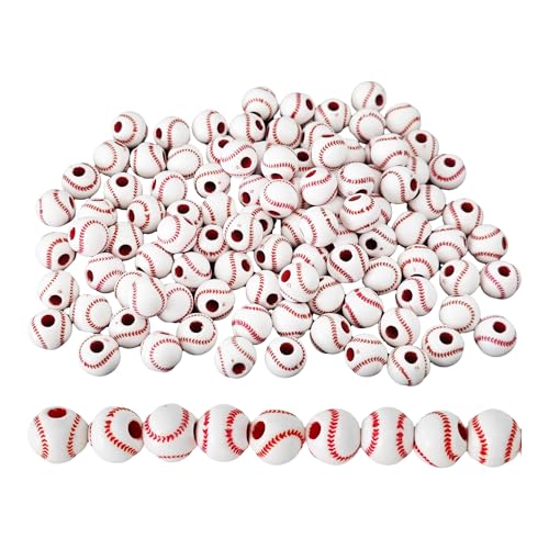pson Baseball-Perlen, 12 mm, Acryl, Sport-Abstandshalter, lose Perlen für Schmuckherstellung, DIY-Halskette, Armband, Schlüsselanhänger, Basteldekorationszubehör (Baseball-Stil), 100 Stück von pson