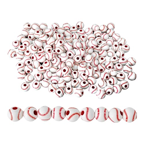 pson Baseball-Perlen, 12 mm, Acryl, Sport-Abstandshalter, lose Perlen für Schmuckherstellung, DIY-Halskette, Armband, Schlüsselanhänger, Basteldekorationszubehör (Baseball-Stil), 150 Stück von pson