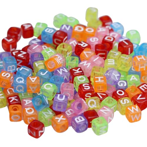 pson Bunte Alphabet-Perlen aus Acryl, 6 x 6 mm, transparent, würfelförmig, für Schmuckherstellung, Armbänder, DIY, Handwerk, 500 Stück von pson