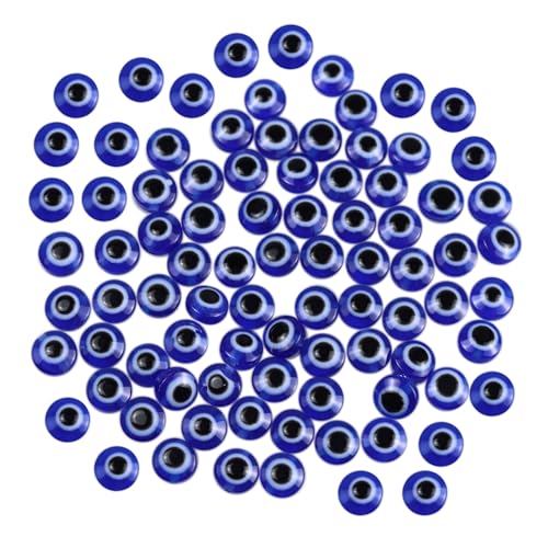 pson Evil Eye Perlen, 8 mm, blau, flach, rund, Evil Eye, Abstandshalter für DIY, Kunsthandwerk, Armbänder, Halsketten, Ohrringe, 250 Stück von pson