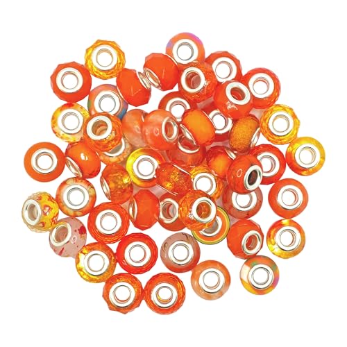 pson Glasperlen mit großem Loch, 14 mm, mit silbernen Messingkern, für selbstgemachte Armbänder, Handwerk, Schmuckherstellung und Charm-Dekorationen, Orange, 50 Stück pson Glasperlen mit großem Loch, 14 mm, mit silbernen Messingkern, für selbstgemachte Armbänder, Handwerk, Schmuckherstellung und Charm-Dekorationen, Orange, 50 Stück von pson