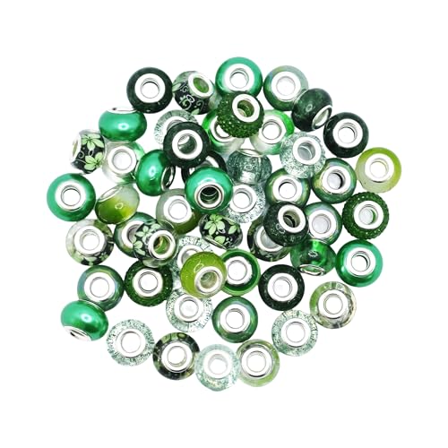 pson Glasperlen mit großem Loch, 14 mm, silberfarbene Messingkerne, für selbstgemachte Armbänder, Handwerk, Schmuckherstellung und Charm-Dekorationen, Grün, 50 Stück pson Glasperlen mit großem Loch, 14 mm, silberfarbene Messingkerne, für selbstgemachte Armbänder, Handwerk, Schmuckherstellung und Charm-Dekorationen, Grün, 50 Stück von pson