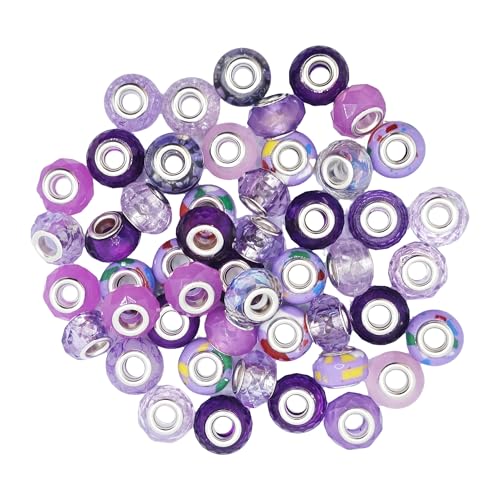 pson Glasperlen mit großem Loch, 14 mm, silberfarbene Messingkerne, für selbstgemachte Armbänder, Handwerk, Schmuckherstellung und Charm-Dekorationen, Violett, 50 Stück pson Glasperlen mit großem Loch, 14 mm, silberfarbene Messingkerne, für selbstgemachte Armbänder, Handwerk, Schmuckherstellung und Charm-Dekorationen, Violett, 50 Stück von pson