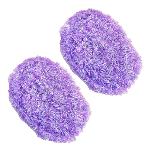 pson Glitzerndes Scrubby-Garn, buntes Polyester-Häkelgarn zum Stricken, Basteln, Geschirrtücher, 2 Knäuel, 80 m, 50 g, Violett von pson