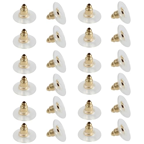 pson Ohrring-Verschlüsse, goldene Kunststoff-Ohrring-Verschlüsse, sichere Ohrring-Stopper für Fischhaken, Ohrstecker, Ohrringrückseite, Ersatzteil (10 mm Durchmesser) von pson
