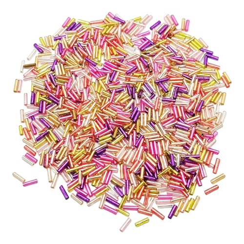pson Röhrenförmige Glasperlen für Schmuckherstellung, Bastelarbeiten und Kleidungszubehör (gemischte Farben), 1000 Stück/30 g von pson