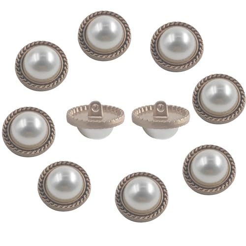 pson Runde Perlenknöpfe mit Schaft, 20 mm, goldfarbene Blumen-Perlenknöpfe zum Nähen, Basteln, Kleidungsdekorationen, Hochzeitskleider, Mäntel, Pullover, 10 Stück von pson