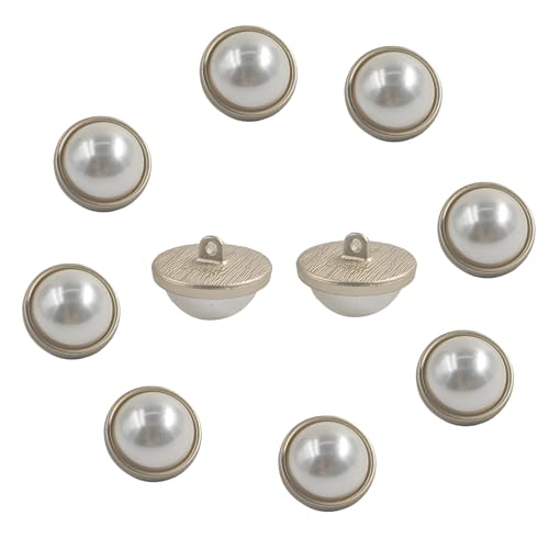 pson Runde Perlenknöpfe mit Schaft aus Legierung, 20 mm, goldfarbene Perlenknöpfe zum Nähen, Basteln, Kleidungsdekorationen, Hochzeitskleider, Mäntel, Pullover, 10 Stück von pson