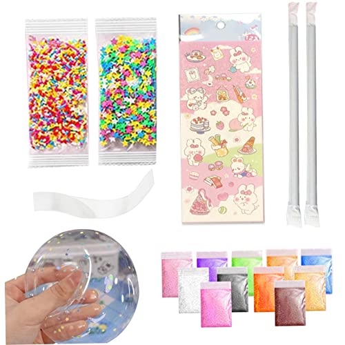 Transparentes Band Nano Tape Bubbles Kit Zubehör aufblasbares Nano-Klebeband mit mehrfarbiger Füllung, 2 Stroh für die DIY-Bubbles-Party für Kinder von ptumcial