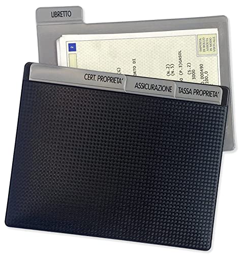 PUBBLIMANIA KFZ-Dokumentenmappe mit Fächern Farbe Typ Carbon aus Tam mit 4 herausnehmbaren Einsteckkarten (Carbon) von pubblimania