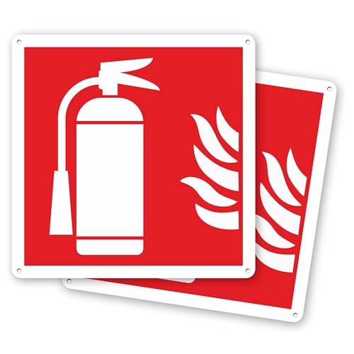 Pubblimania 2 Feuerlöscher-Schilder | Aluminium-Verbund 3 mm außen - innen (Feuerlöscher, 2 Stück) von pubblimania