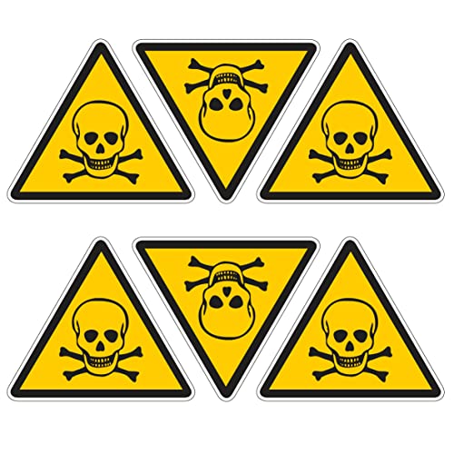 Pubblimania Todesgefahr, 6 dreieckige Gefahrenaufkleber mit Druck für den Außen- / Innenbereich. (6 Todesgefahr) von pubblimania