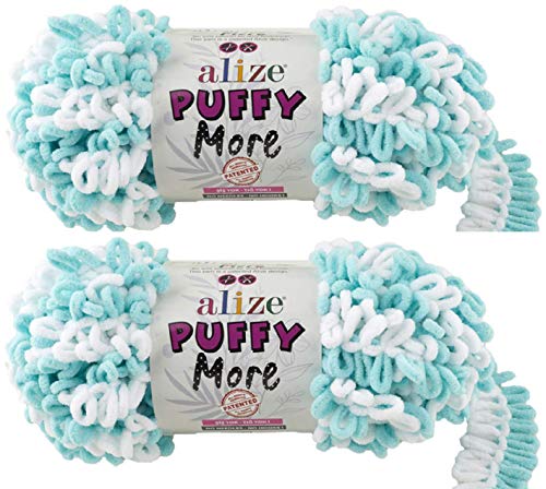 Alize Puffy More Yarn Loop Yarn Menge von 2 Strängen 300gr 23 m (insgesamt) 100% Mikropolyester Keine Nadeln Keine Haken Weiches Garn - 6269 von puffy yarns