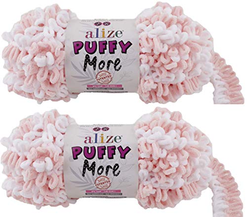 Alize Puffy More Yarn Loop Yarn Menge von 2 Strängen 300gr 23 m (insgesamt) 100% Mikropolyester Keine Nadeln Keine Haken Weiches Garn - 6272 von puffy yarns