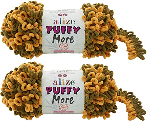 Alize Puffy More Yarn Loop Yarn Menge von 2 Strängen 300gr 23 m (insgesamt) 100% Mikropolyester Keine Nadeln Keine Haken Weiches Garn - 6277 von puffy yarns