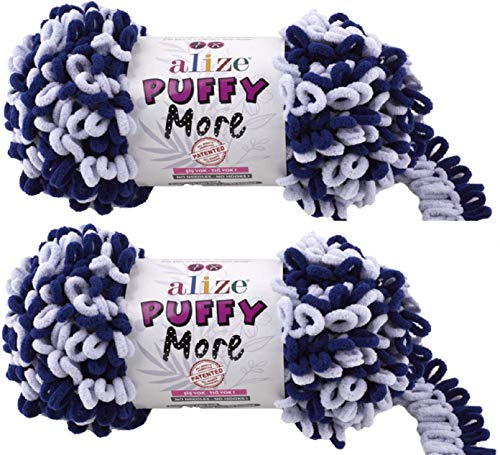 Alize Puffy More Yarn Loop Yarn Menge von 2 Strängen 300gr 23 m (insgesamt) 100% Mikropolyester Keine Nadeln Keine Haken Weiches Garn - 6279 von puffy yarns