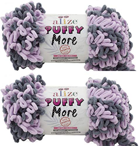 Alize Puffy More Yarn Loop Yarn Menge von 2 Strängen 300gr 23 m (insgesamt) 100% Mikropolyester Keine Nadeln Keine Haken Weiches Garn - 6285 von puffy yarns