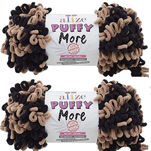 Alize Puffy More Yarn Loop Yarn Menge von 2 Strängen 300gr 23 m (insgesamt) 100% Mikropolyester Keine Nadeln Keine Haken Weiches Garn - 6289 von puffy yarns