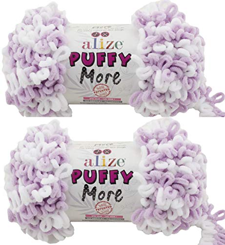 Alize Puffy More Yarn Loop Yarn Menge von 2 Strängen 300gr 23 m (insgesamt) 100% Mikropolyester Keine Nadeln Keine Haken Weiches Garn - 6291 von puffy yarns