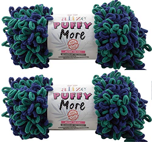 Alize Puffy More Yarn Loop Yarn Menge von 2 Strängen 300gr 23 m (insgesamt) 100% Mikropolyester Keine Nadeln Keine Haken Weiches Garn - 6293 von puffy yarns