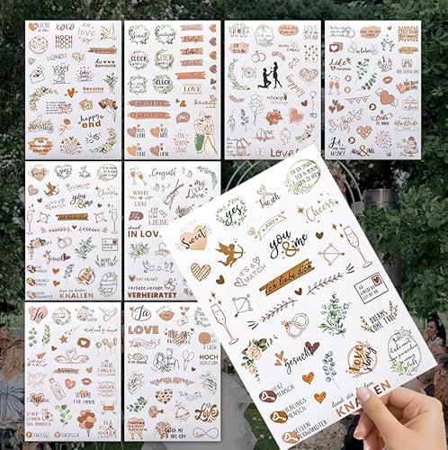 Sticker Hochzeit Gästebuch (230 Motive), Aufkleber Hochzeit, Scrapbook Stickers, 8 Blatt Romantische Vintage Hochzeitsdeko mit Liebesmotiven Sticker Hochzeit Gästebuch (230 Motive), Aufkleber Hochzeit, Scrapbook Stickers, 8 Blatt Romantische Vintage Hochzeitsdeko mit Liebesmotiven von puiaxod
