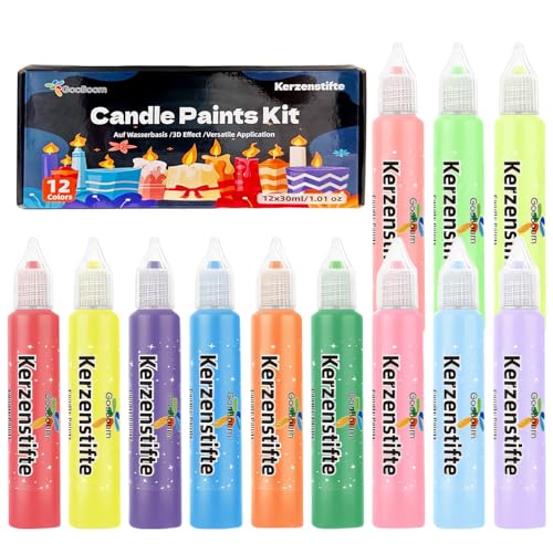 puiaxod 12 Stück Kerzenstifte, Kerzen Bemalen Set, Leuchtende Farben, Wachsstifte für Kerzen, Kerzenfarbe, Keramik Bemalen Set, Candle Pen, Dekorieren und Personalisieren von Kerzenstifte, je 30 ml puiaxod 12 Stück Kerzenstifte, Kerzen Bemalen Set, Leuchtende Farben, Wachsstifte für Kerzen, Kerzenfarbe, Keramik Bemalen Set, Candle Pen, Dekorieren und Personalisieren von Kerzenstifte, je 30 ml von puiaxod
