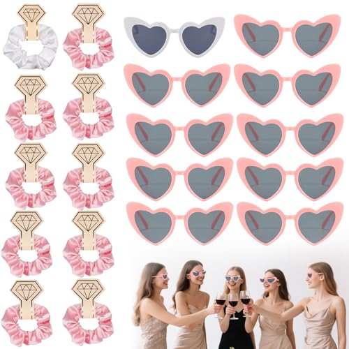 puiaxod JGA Accessoires Frauen 20 Stück Set Mit Herz Sonnenbrillen Und JGA Deko Frauen Ideal Als Bachelorette Party Accessories Für JGA Oder Hochzeit Für Frauen von puiaxod