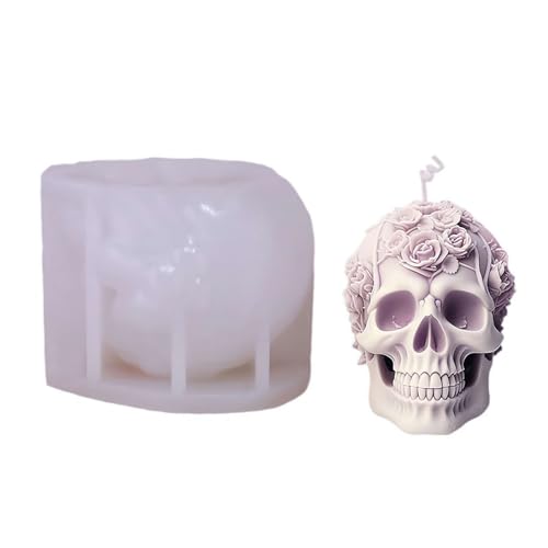 pulunto 3D-Rosen-, Blumen- und Totenkopf-Kerzenform, klare Silikon-Totenkopf-Formen, Kerzenherstellung, Seife, Wachs, Gießform, Polymerton, Gips, für Zuhause und Büro, 3D-Halloween-Dekoration pulunto 3D-Rosen-, Blumen- und Totenkopf-Kerzenform, klare Silikon-Totenkopf-Formen, Kerzenherstellung, Seife, Wachs, Gießform, Polymerton, Gips, für Zuhause und Büro, 3D-Halloween-Dekoration von pulunto