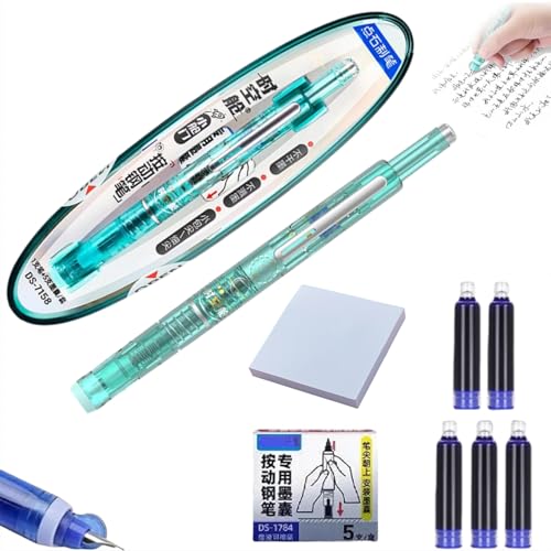 pulunto Füllfederhalter, einziehbar, 0,38 mm, blaue und schwarze Tinte, transparenter Schaft, inklusive 5 nachfüllbaren Tintenpatronen, Clictek mittlere Spitze, transparenter Schaft für gleichmäßiges pulunto Füllfederhalter, einziehbar, 0,38 mm, blaue und schwarze Tinte, transparenter Schaft, inklusive 5 nachfüllbaren Tintenpatronen, Clictek mittlere Spitze, transparenter Schaft für gleichmäßiges von pulunto