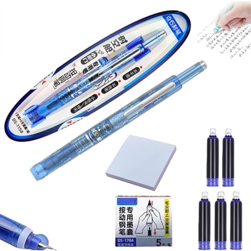pulunto Füllfederhalter, einziehbar, 0,38 mm, blaue und schwarze Tinte, transparenter Schaft, inklusive 5 nachfüllbaren Tintenpatronen, Clictek mittlere Spitze, transparenter Schaft für gleichmäßiges pulunto Füllfederhalter, einziehbar, 0,38 mm, blaue und schwarze Tinte, transparenter Schaft, inklusive 5 nachfüllbaren Tintenpatronen, Clictek mittlere Spitze, transparenter Schaft für gleichmäßiges von pulunto