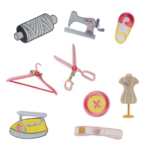 9 Stück Aufnäher / Bügelbilder mit Schere, bestickte Flicken für Nähmaschinen, Reparaturflicken für Kleidung 9 Stück Aufnäher / Bügelbilder mit Schere, bestickte Flicken für Nähmaschinen, Reparaturflicken für Kleidung von pumpumlia