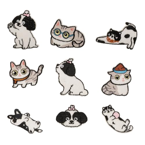 9 Stück schöne Tier-Reparaturflicken zum Aufbügeln, bestickte Flicken, Cartoon-Katzen, zum Aufnähen, dekorative Applikationen für Kleidung, Hut 9 Stück schöne Tier-Reparaturflicken zum Aufbügeln, bestickte Flicken, Cartoon-Katzen, zum Aufnähen, dekorative Applikationen für Kleidung, Hut von pumpumlia