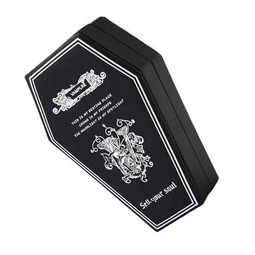Kompakter Schmuck-Organizer im Sarg-Design, wasserdichtes PU-Etui für schreckliche Dekorationen, Hochzeits- und Halloween-Geschenke, PU-Schmuckschatulle mit Trennwänden von pumpumlia