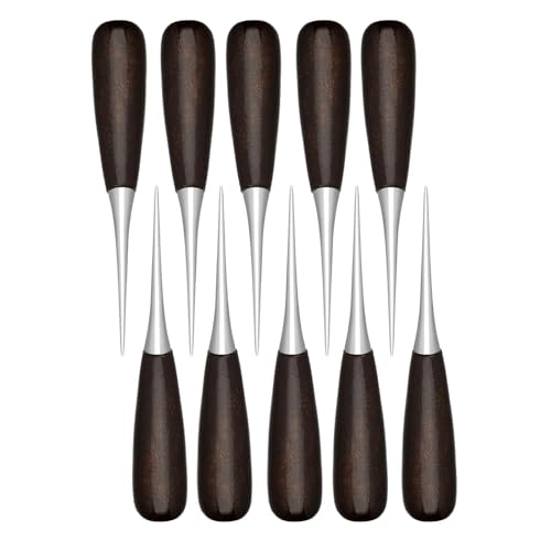 Leder-Piercing-Ahlen mit Holzgriff, Nähahlen mit spitzer Spitze für Lederarbeiten, Schneidern, Stanzlöcher, Leder-Nähahle, 10 Stück Leder-Piercing-Ahlen mit Holzgriff, Nähahlen mit spitzer Spitze für Lederarbeiten, Schneidern, Stanzlöcher, Leder-Nähahle, 10 Stück von pumpumlia