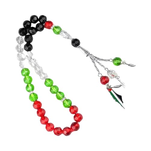 Mehrfarbige Glasperlen Ramadans mit verstellbarem Fransen-Design, Muslim-Schmuck für festliche Accessoires, mehrfarbiger künstlicher Kristall von pumpumlia