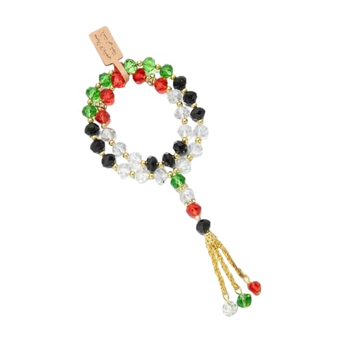Mehrfarbige Glasperlen Ramadans mit verstellbarem Fransen-Design, Muslim-Schmuck für festliche Accessoires, mehrfarbiger künstlicher Kristall von pumpumlia