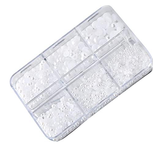 Nagelkunst-Strasssteine, halbrunde Perlen, gemischte Größe, weiß, flache Rückseite, für Dekoration, Perlen, Steine, flache Rückseite, gemischte Größen, Basteln, Schmuckherstellung, halbe von pumpumlia