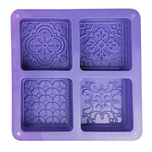 Seifen-Silikonform, 4 Mulden, quadratische Blumen-Backformen für Seife, Gelee, Kuchen, Schokolade, Dekoration, hausgemachtes Werkzeug Seifen-Silikonform, 4 Mulden, quadratische Blumen-Backformen für Seife, Gelee, Kuchen, Schokolade, Dekoration, hausgemachtes Werkzeug von pumpumlia