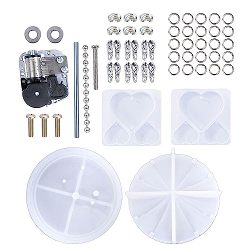 Silikonform mit Karussell-Spieluhr, Uhrwerksmaterialien-Set, Herz, rund, Anhänger, Harz, Urlaub, Damen, Mädchen Silikonform mit Karussell-Spieluhr, Uhrwerksmaterialien-Set, Herz, rund, Anhänger, Harz, Urlaub, Damen, Mädchen von pumpumlia