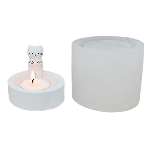 Silikonformen, niedliche Katzen, Kerzenständer, Gießharze, Betonformen für Tischdekorationen, niedliche Katzen, Kerzenständer, Silikon-Gussteile, Halter, Harze von pumpumlia