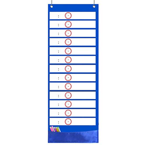 Taschendiagramm zum Aufhängen mit 13 wiederverwendbaren Kartenhaken für Standards, Tagesplane, Aktivitäten, Klassendemonstrationen von pumpumlia