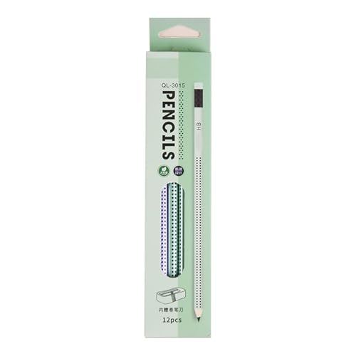 pumpumlia 12 Stück Holzzeichenstifte mit ergonomischem dreieckigem Griff, Schreibstift mit kleinem Radiergummi zum Skizzieren, Zeichnen, Dreiecksbleistifte von pumpumlia