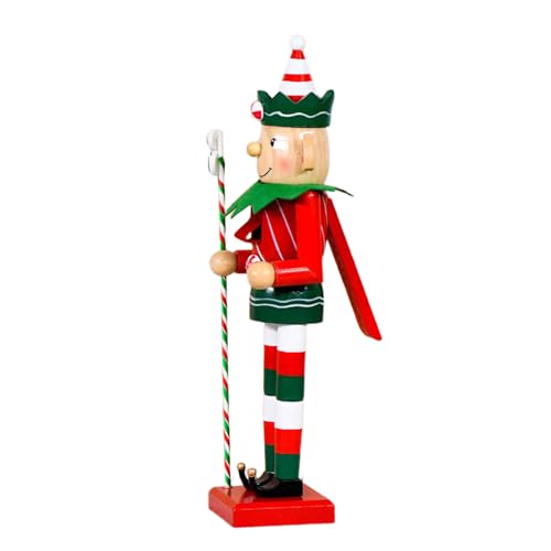 pumpumlia Vintage Elfen Nussknacker mit Zuckerstangen Weihnachtsfigur Handgefertigte Holzfigur Urlaub Sammlerstück Ornament Geschenk Sammlerstück Nussknacker Figur von pumpumlia